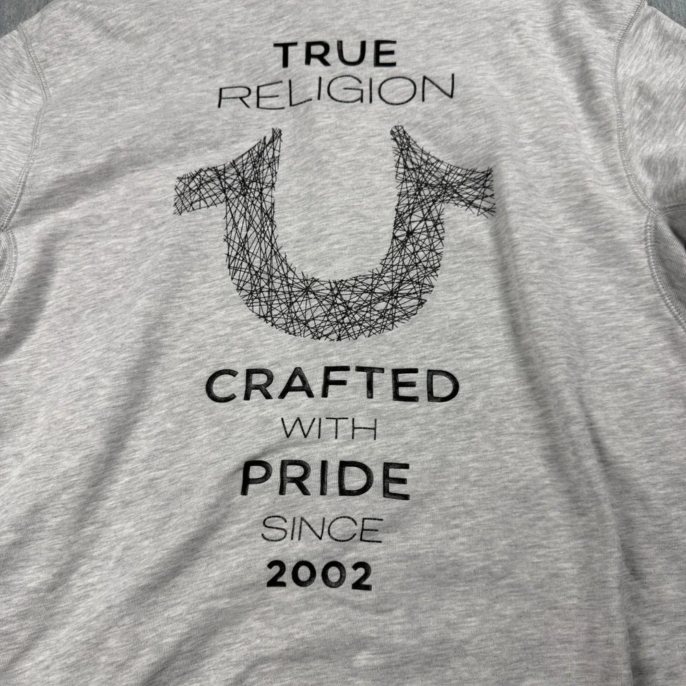 True Religion Hoodie‎ Men's XL Gray Fleece Crafted With Pride Full Zip Gym Coat